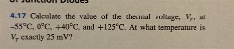 Solved Calculate the value of the thermal voltage, V_T, at | Chegg.com