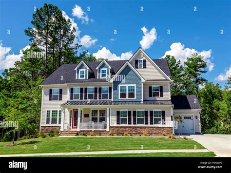 A beautiful newly built luxury house colonial American style Stock ...