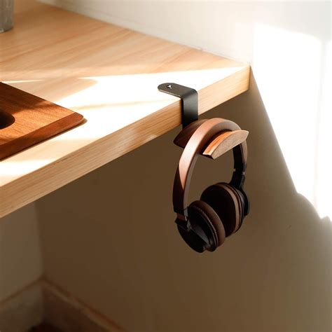 Headphone Holder Under Desk Headphone Stand Wooden And Etsy