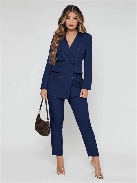 Shein Sxy Lapel Neck Double Breasted Blazer Pants Suit Shein Usa