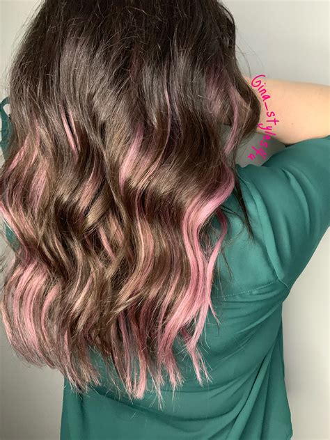 Pink Highlights Pink Hair Streaks Brown Hair With Pink Highlights Pink Hair Highlights