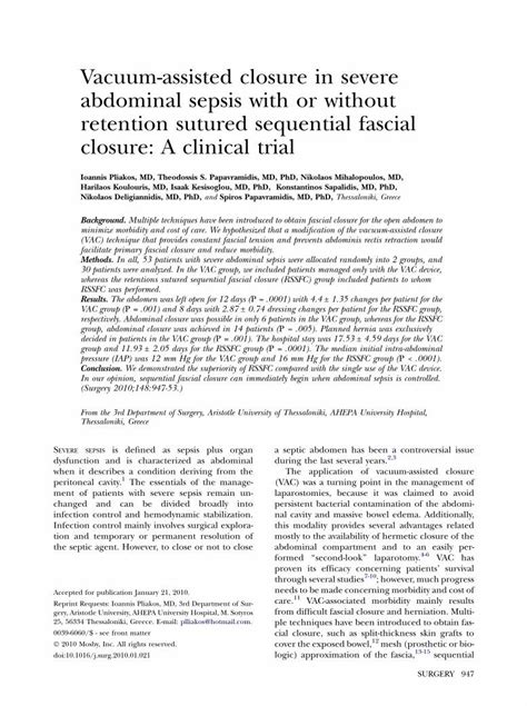 PDF Vacuum Assisted Closure In Severe Abdominal Sepsis With Or