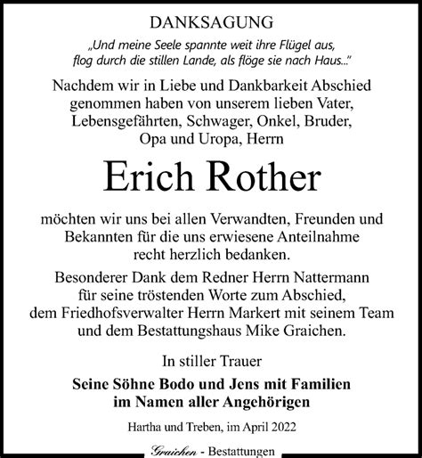 Traueranzeigen Von Erich Rother Trauer Anzeigen De