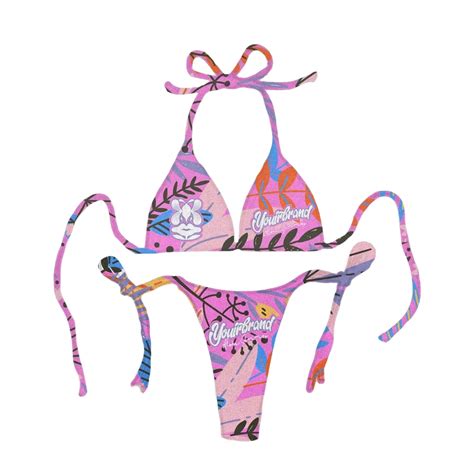 Custom Luxury Designer Thong String Triangle Sexy Quick Drying Printed Bikini Set Mujer