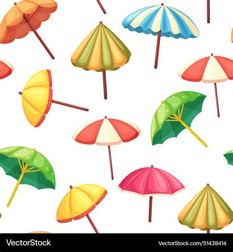 Cartoon Beach Umbrella Seamless Pattern Umbrellas Vector Image