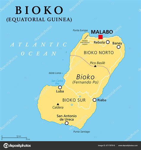 Bioko Island Coast Africa Political Map Historically Fernando