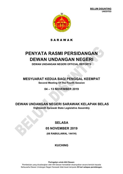 Penyata Rasmi Persidangan Dewan Undangan Negeri Dewan Undangan Negeri