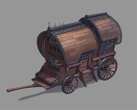 An Old Fashioned Wooden Cart With Wheels And Wood Trimmings On The