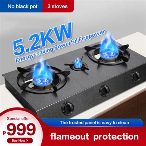 Gas Stove Double Burner Kw High Fire Desktop Stainless Steel Body