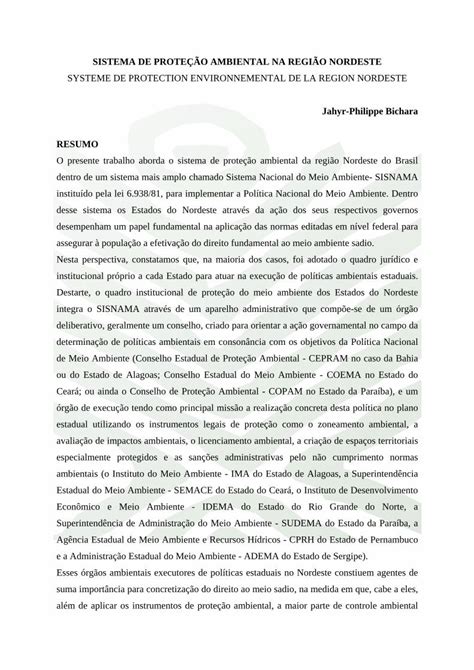 PDF SISTEMA DE PROTEO AMBIENTAL NA REGIO NORDESTE 2010 07 29