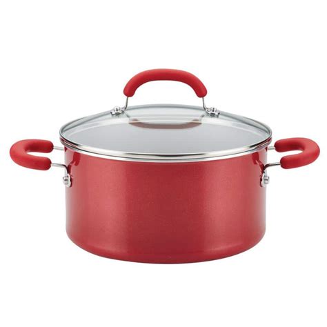 Rachael Ray Create Delicious Qt Aluminum Nonstick Stock Pot In Red