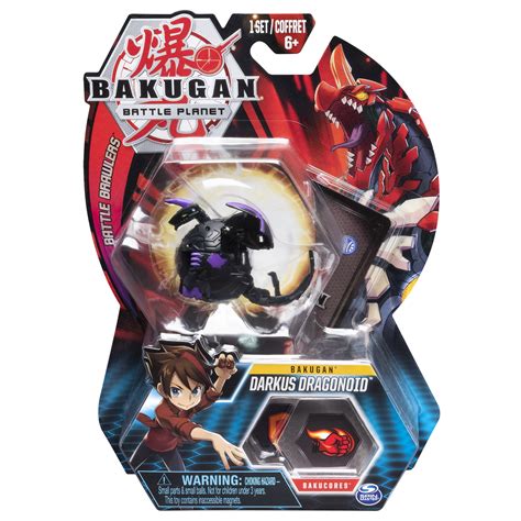 Bakugan, Darkus Dragonoid, 2-inch Tall Collectible Action Figure and Trading Card, for Ages 6 ...