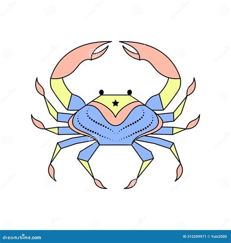 Cancer Zodiac Sign In Line Art Style Stock Vector Illustration Of