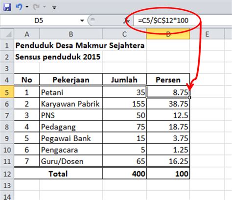 Cara Menghitung Persen Di Excel Kalkulator Rumus Contoh Soal Gambaran