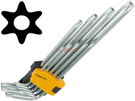 9pcs Extra Long Arm Torx Hex Key Set Star With Shaft Pin Slot Wrenches