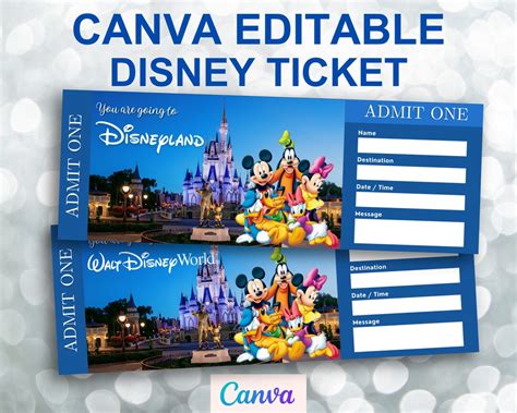 Editable Disneyland Ticket Christmas Gift Disneyland Ticket Surprise