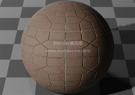 Blender红方格平铺地板砖路面材质球纹理贴图下载 Blender模型库