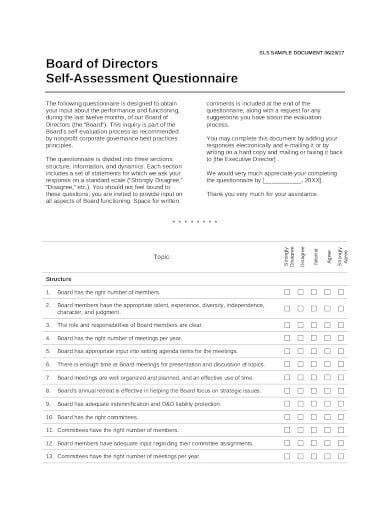 4 Board Evaluation Questionnaire Templates In Pdf