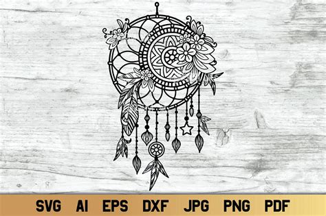 Dream Catcher With Mandala And Flowers Boho Svg 558112 Cut Files