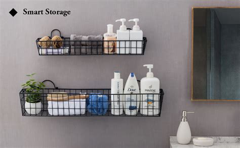 Myt Country Rustic Wall Mounted Black Metal Wire Storage Baskets Display Racks