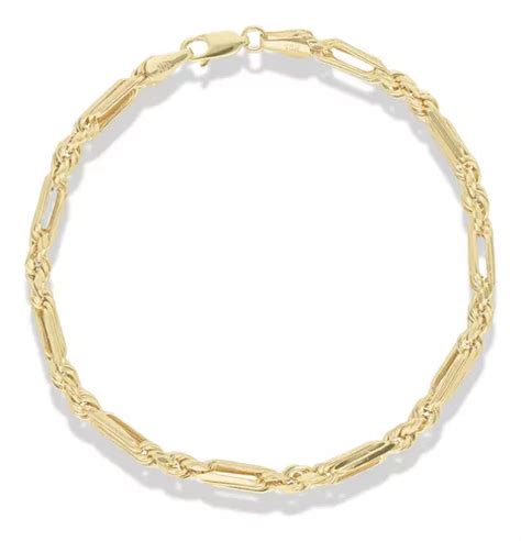 Pulsera Pulso Esclava Oro 10k Torzal Figaro 4mm 18cm Italy Envío gratis