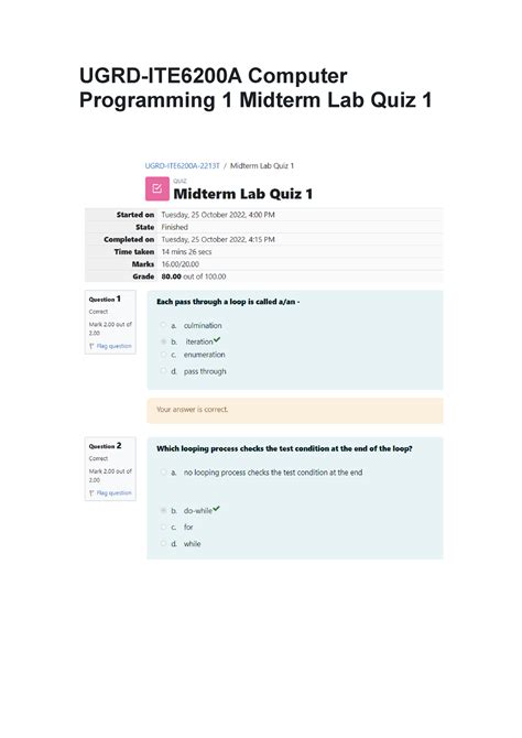 UGRD ITE6200A Computer Programming 1 Midterm Lab Quiz 1 Studocu