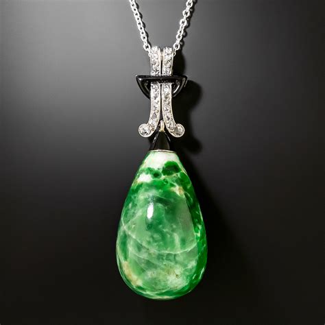 Art Deco Omphacite* Jade Pendant