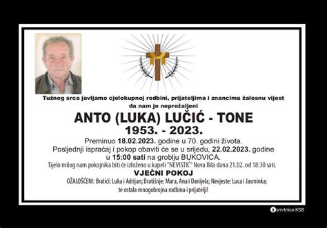 Anto Luka Lučić Tone Osmrtnice KSB