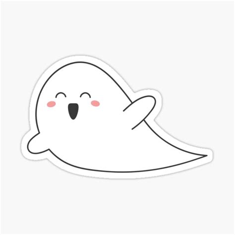 Kawaii Happy Ghost Sticker For Sale By Potluckprints Redbubble