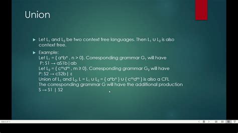 Closure Properties Of Context Free Languagescfl Youtube