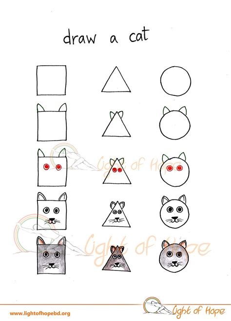 How To Draw Any Animal From A Square, A Triangle And A Circle | Easy drawings for kids, Drawing ...