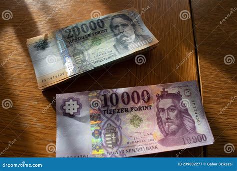 Hungarian Forint Banknote Currency Closeup Stock Image Image Of