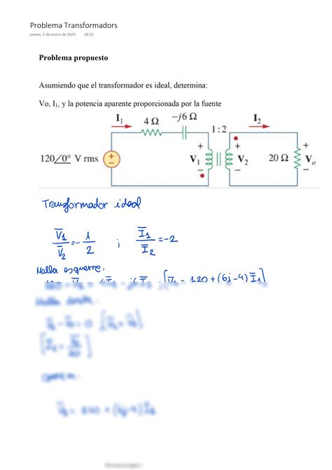 Solution Ejercicio Resuelto Transformadores Electrotecnia Studypool