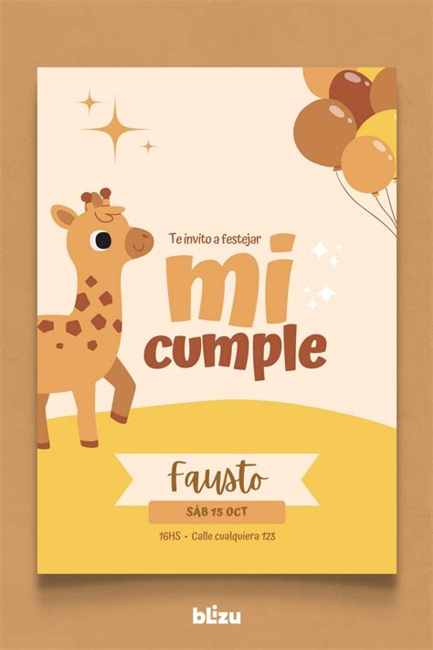 Tarjeta De Invitaci N De Cumplea Os Infantil Ilustrada Personalizada