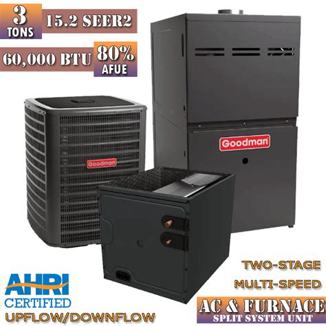 Goodman 3 Ton Ac And Gas Furnace System 15 2 Seer2 80 Afue 60 000 Btu