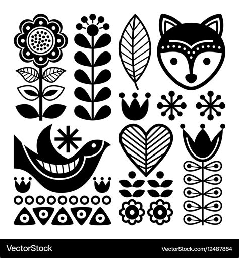 Finnish Folk Art Pattern Scandinavian Nordic Vector Image