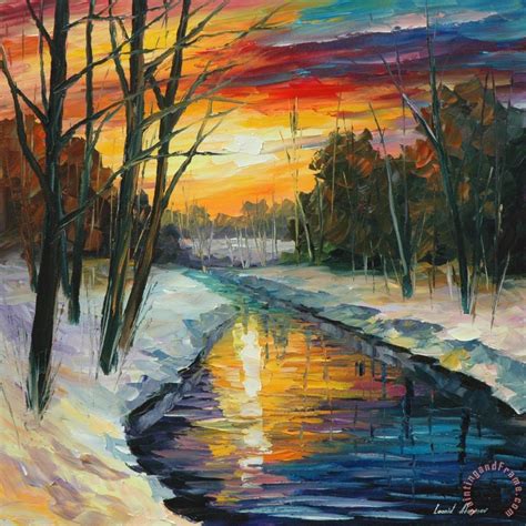 Leonid Afremov Winter painting - Winter print for sale