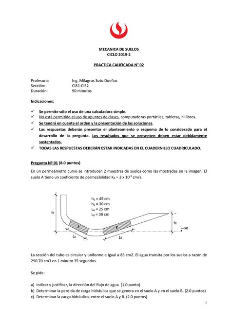 Práctica N2 2019 2 MSD CI52 1 MECANICA DE SUELOS CICLO 2019