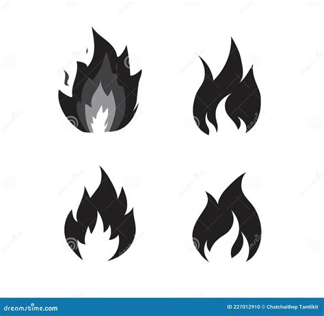 Fire Flame Icon Hot Flame Energy On White Background Set Of Campfire