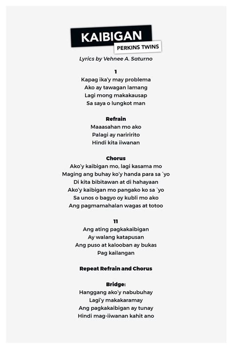 Kaibigan Lyrics Saturno