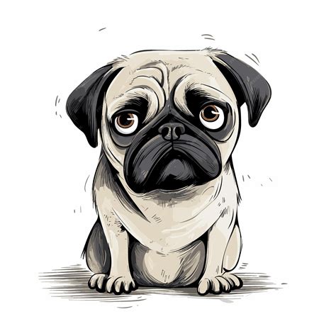 Premium Vector | A drawing of a cartoon pug dog