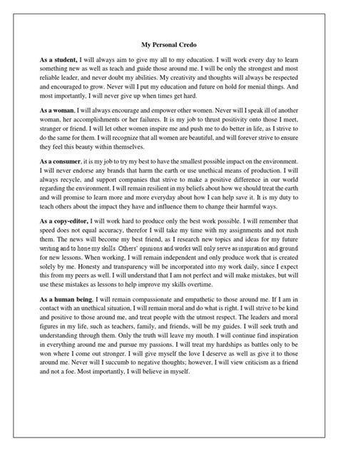 My Personal Credo Pdf Communication Cognitive Science