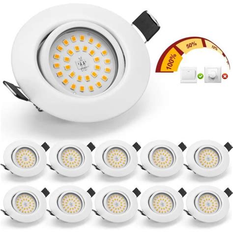 Gr4tec Spot LED Encastrable Dimmable Orientable 10 X 5 5W Spot LED