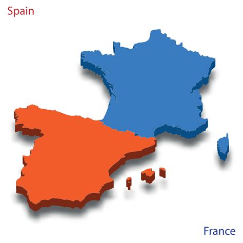 3d Isometric Map Spain And France Relations 11175108 Vector Art At Vecteezy