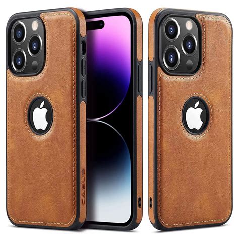 Casus Logo View Classic Slim Leather Case For Iphone Pro Max Brown