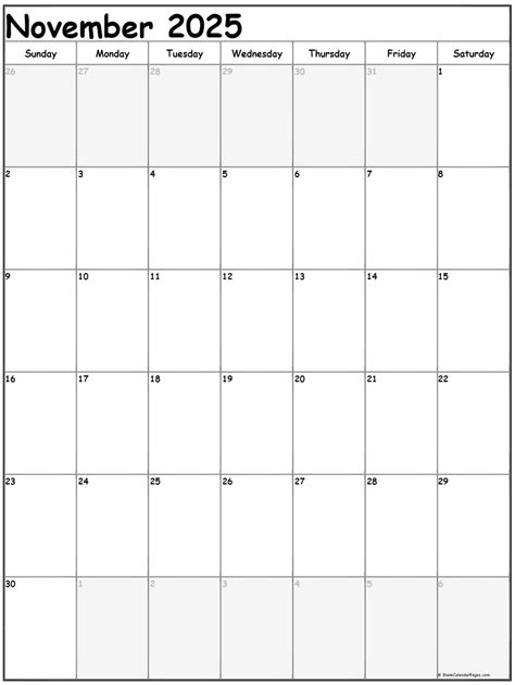 November 2025 Blank Calendar Printable Doria Louella