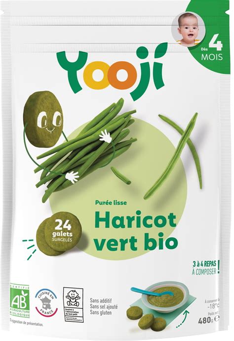 Purée surgelée de haricot vert bio lisse pour bébé dès 4 mois Yooji