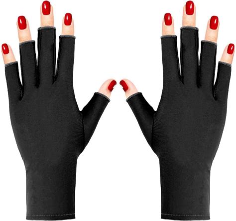 Amazon Modelones UV Gloves For Gel Nail Lamp 2 Colors Pink Black