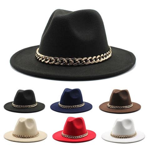 Zhaomeidaxi Wide Brim Wool Felt Fedora Hat Panama Hat Casual Jazz Hats