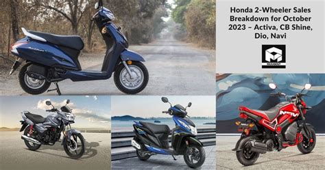 Honda 2 Wheeler Sales Breakdown For October 2023 Activa CB Shine